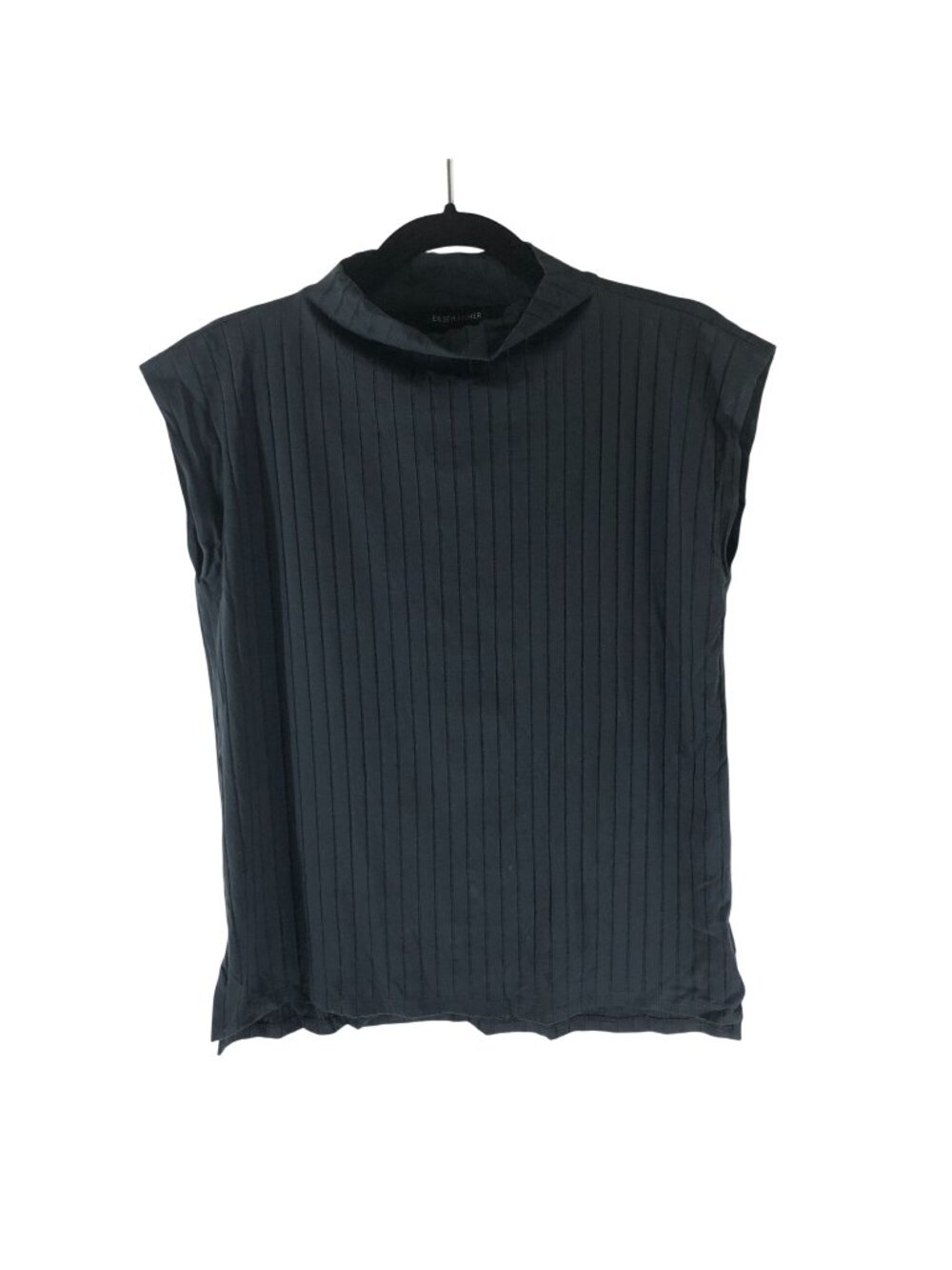 Eileen Fisher Womens Sleeveless Black Textured Ribbed Top XS Lyocell Blend